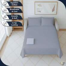 Full Sleeper Sofa Bed Sheet Set, 4 Piece Premium Quality 100% Egyptian Cotton, 8 Inch Deep Sofa Bed/Pullout Couch Sheets, Silver Grey,37105573 - 灰色 - 查看 5
