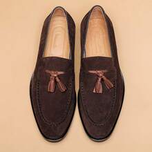 New Stylish Casual Loafers For Men, Simple & Versatile Breathable Formal Dress Shoes Suitable For Daily Commute, Work, Office Wear - Dark Brown - View 9