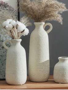 Rustikale strukturierte weiße Blumenvase - Boho-Krug-Stil Design, ideal für Wohnzimmerborde, Couchtische und bohemische Räume. Hält getrocknete Blumen, verleiht gemütliche natürliche Atmosphäre, ein beliebter schicker Wohndekoration-Akzent für stilvolle Innendekorationen. Raumdekoration, Heimdekoration, Valentinstag Geschenke, Einschulung Geschenke, Eid Dekoration, Eid Geschenke - Verschiedenfarbig - Übersicht 3