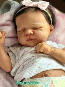 48cm 19inch Full Body Soft Vinyl Reborn Baby Doll with 3D-Paint With Visible Veins Alive Sleeping Girl Dolls Bathe Toy for Kids Birthday Gift - Muñeca con cuerpo de vinilo suave. - Ver 3