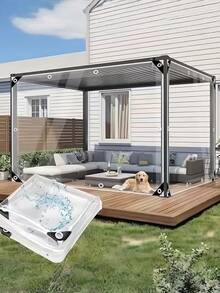 Waterproof Cloth, Rain Tarp For Outdoor RV Awning Side Wall, Upgraded Tear-Resistant Transparent Waterproof Tarpaulin For Outdoor Camping, RV, Balcony, Garden, Patio Furniture, Plant Greenhouse, Firewood Storage In Winter