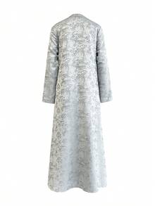 女士长袍，优雅提花长款女式长袍 - 适合日常居家、通勤及高端酒店休闲场合，女士优雅连衣裙 - 淺藍色 - 查看 4