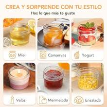 U Chef Set 8 Frascos de Vidrio para Alimentos de 4 Onzas Frascos Herméticos con Tapa Mini Tarros Mason de Boca Regular Tarro de Vidrio para Especias Mermelada Miel Gelatina Postres - Transparente - Ver 5