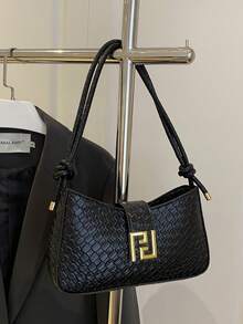 新款奢华纯色百搭女士单肩包 - 黑色 - 查看 5