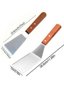 Large Stainless Steel Angled Spatula With Wooden Handle - Metal Pancake Flipper Ideal For Cast Iron Pans, Baking Sheets | Grilling And Home Kitchen Tool - Multicolor - View 9