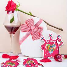 32 Pack Valentines Day Cards For Kid Classroom, Monster Happy Valentines Cards For Kids Candy, Funny Valentines Exchange Cards For School Boys Girls, Unique Valentine Party Favors Gifts - Màu Hoa hồng đỏ - Xem 4