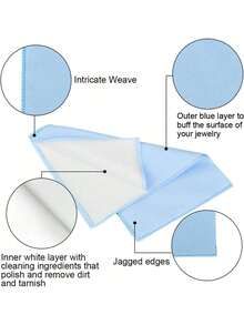 EstiloSEVENWELL PañO De Pulido De Plata, PañO Limpiador De Joyas Para Joyas De Plata De Ley, Oro, Platino, Cubiertos, Diamantes, Piedras Preciosas, Monedas (Azul)VersióN Mejorada - 1 - Ver 3