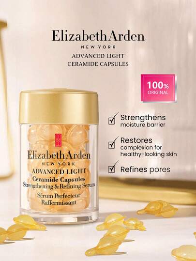 ELIZABETH ARDEN New York Advanced Lightweight Ceramide Capsules, Lightweight And Non-Greasy Texture, Rapid Absorption, Non-Sticky, Repairs Skin Barrier, Brightens Complexion, Firms Skin, Reduces Fine Lines And Wrinkles, 14ml/0.47 Fl Oz