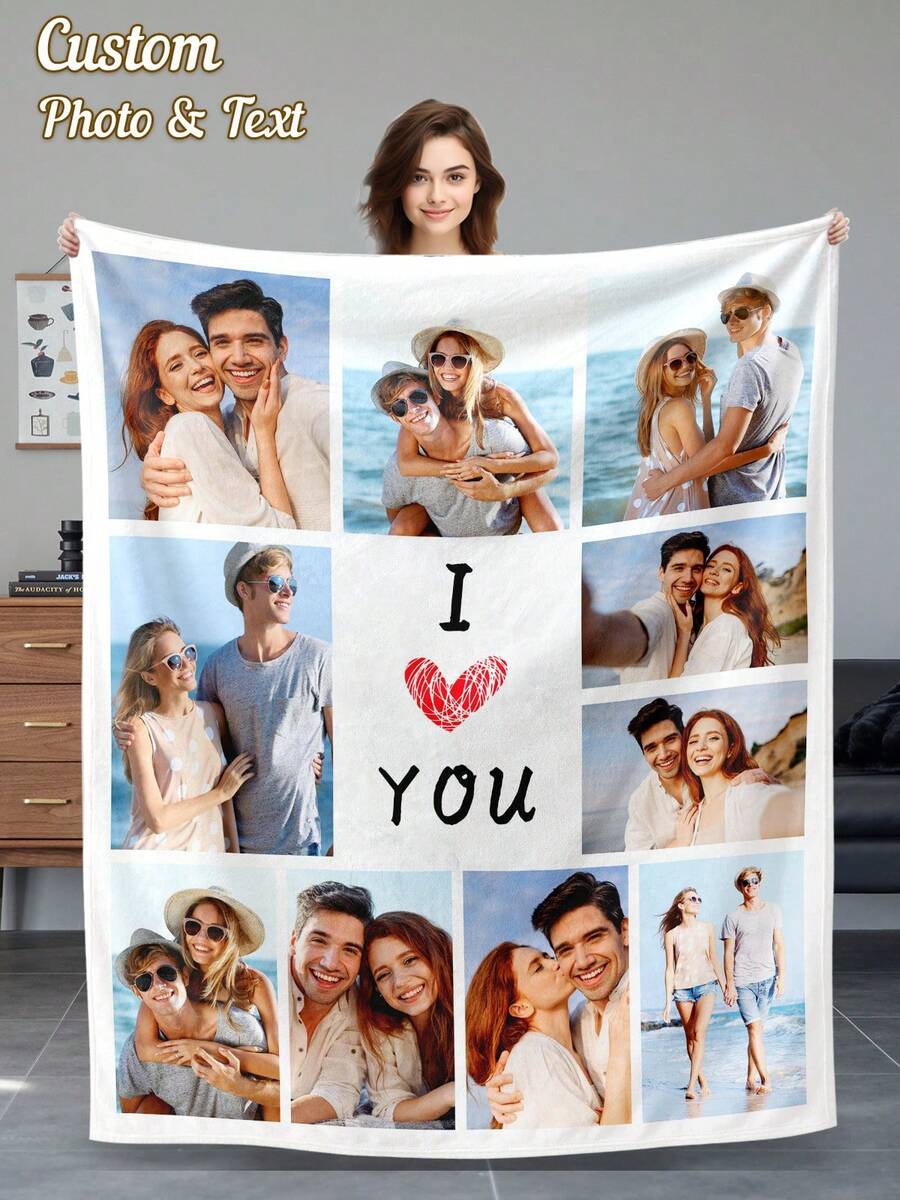 Custom Blankets, Personalized Photos And Text Gifts, Flannel Personalized Photo And Text/Name Blankets For Easter, Personalized Soft And Comfortable Blankets, Customized Special Photo And Text/Name As Graduation Gift, Class Of 2026, Mother's Day, Birthday Gifts, Family, Wedding, Souvenir Customized Blankets, Blankets Suitable For All Seasons, Washable, Machine Washable, Lightweight, Breathable, Comfortable, Warm, Comfortable Customization, Unique, 280gsm For Him, Her Personalized Ideal Gifts For Her, Him, Family, Boyfriend, Girlfriend, Father, Family, Mother, Lover, Daughter, Son, Grandfather, Grandmother, Friend, Classmate, Pet. Perfect Nap, Camping, Travel, Home, Daily Life, Office Decoration, Birthday, Anniversary, Valentine's Day, Thanksgiving, Christmas, Halloween, Father's Day, Wedding - 彩色 - 查看 1