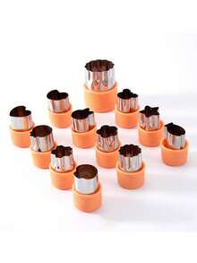 12pcs Stainless Steel Mini DIY Fruit Cookie Cutter Set, Vegetable Shaped Biscuit Mold, Cake Food Cutting Mold, Kitchen Tool, Mini Cookie Stamp, Suitable For Cookies, Mini Pies, Fondant, Vegetables, Fruits - Multicolor - View 13