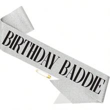 Birthday Baddie Sash For Women, "BIRTHDAY BADDIE" Sash With Colorful Foil For Girl, Happy Funny Birthday Decorations Baddie Accessories For Women Men Party Favors Supplies - Multicolor - View 8
