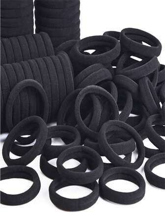 100 piezas de bandas elásticas negras sin costuras para el cabello, sujetadores de coleta sin daños, bandas para el cabello de gran elasticidad, agarre fuerte sin molestias para cabello grueso, fino, rizado, accesorios para el cabello de uso diario, resistentes para hacer ejercicio, para mujeres, niñas y hombres/Bandas para el cabello/Accesorios para el cabello, Bandas de goma para el cabello, Scrunchies, Cuerda para el cabello