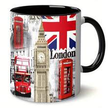 1pc 11oz Ceramic Coffee Mug, London Design - Reusable, Insulated, Hand Wash Only, Great Gift For Husband, Father, Son, Birthday, Coffee Lover | London Themed Mug | Durable Ceramic Cup - 1 Piece Of Color - View 1