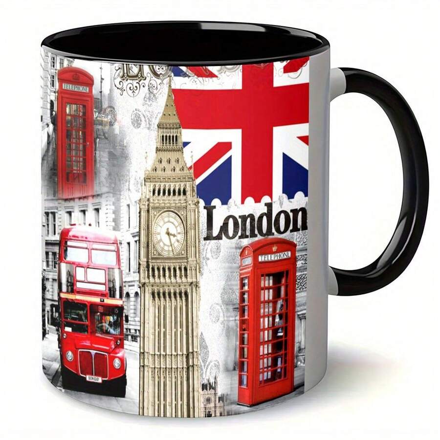 1pc 11oz Ceramic Coffee Mug, London Design - Reusable, Insulated, Hand Wash Only, Great Gift For Husband, Father, Son, Birthday, Coffee Lover | London Themed Mug | Durable Ceramic Cup - 1 Piece Of Color - View 1