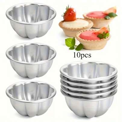 1Piece /5 Pcs /10 Pieces, Non-Stick Pumpkin Cake Molds, Aluminum Alloy Mini Pudding Cup Molds, Egg Tart Molds, Jelly Molds, Candy Molds, Suitable For Egg Tarts, Muffins, Cupcakes - Oven Christmas Baking Accessories