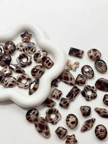 高品质豹纹星形手工串珠吊坠配件，DIY饰品材料，秋冬款 - 彩色 - 查看 1