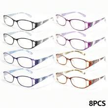 8pcs Fashion Oval Reading Glasses Colorful Print Ultra-Lightweight Versatile Holiday Birthday Gift Idea - 3棕+3紫+2藍 - 查看 11