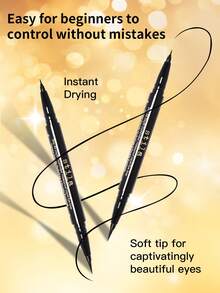 1pc Stila All Day Waterproof Liquid Eyeliner Pen, 1ml, Classic Tip + Ultra Fine Tip, Smudge-Proof, Quick-Drying, Suitable For Beginners, Daily Commute And Full Makeup - Double-ended Liquid Eyeliner - Deep Black (classic + Ultra-fine) 1ml - View 2