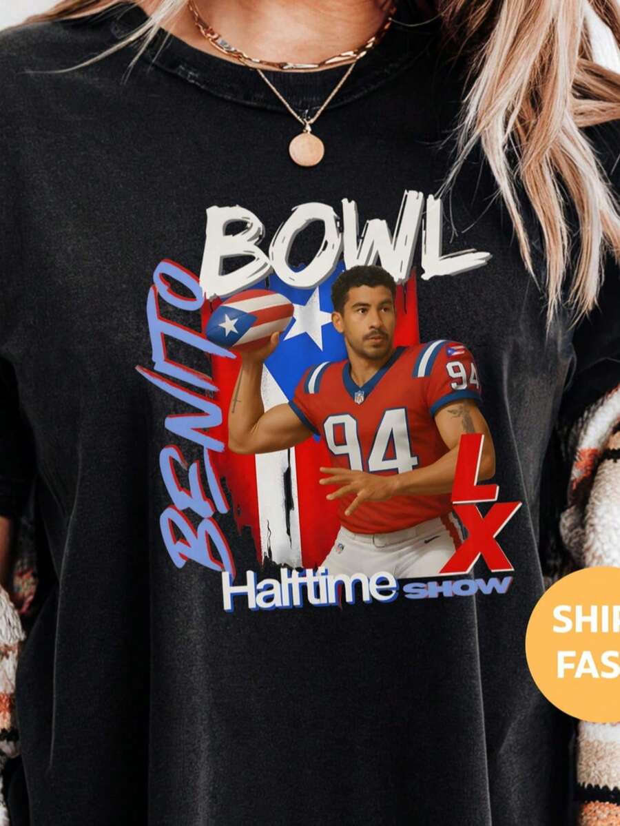 Benito Bowl TShirt 2026 Super Football Shirt Bad Game Day Bunny Shirt Superbowl Puerto Rico Fan Tee Badbunny - 黑色 - 查看 1