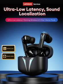 Tai nghe Bluetooth chơi game Lenovo GT102, Bluetooth 6.0 Chế độ chơi game độ trễ cực thấp, Trình điều khiển động lớn, Âm thanh vòm, Chất lượng âm thanh cao, Thời lượng pin dài, Vừa vặn thoải mái, Tai nghe không dây tương thích với Android, iOS, PC, Quà tặng ngày lễ - màu đen - Xem 1