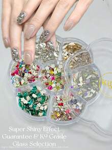 KIRAME 700颗扁平水钻美甲套装，K9玻璃混合形状和颜色钻石套装，美甲宝石，美甲沙龙，居家DIY美甲，美甲用品，圣诞节，新年，情人节美甲，节日礼物 - 彩色 - 查看 6