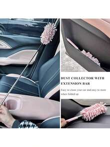 可伸缩洗车刷 - 柔软粉色超细纤维清洁刷，适用于汽车内外清洁。非常适合除尘、细节清洁和轻柔清洁汽车表面。这款多功能刷非常适合擦拭座椅、仪表盘、车窗和车身外部表面，而不会刮伤车漆。配有易于使用的可伸缩手柄。 - 多色 - 查看 2