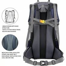 Mochila impermeable de 60L para senderismo y camping con cubierta de lluvia, mochila grande para deportes al aire libre, viajes y escalada - Azul Marino - Ver 6