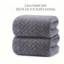 2pcs Bathroom Towel Set, Extra Large Bath Towel Size 70X140 Cm (27.5X55.1 Inches), Quick Dry, Suitable For Adults, Soft And Comfortable, Available In Multiple Colors, Ideal For Bathing, Hotel And Beach - Multicolor - View 2