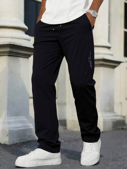 Pantalones casuales de verano para hombres, para uso al aire libre, hechos de tela elástica fresca y cómoda, decorados con estampado de relámpago, con cintura ajustable con cordón y bolsillos con cremallera segura, adecuados para uso diario, ir y venir, deportes y actividades al aire libre.