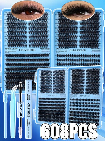 476 pares de pestañas postizas falsas con forma de D y rizado, con longitudes que van desde 10 milímetros hasta 16 milímetros. Este set de pestañas postizas contiene varios tipos de pestañas, lo que lo hace talla grande adecuado para hacer pestañas postizas personales, pestañas postizas 3D y sets de pestañas postizas rusas rizada. Incluye pegamento, sellador y herramientas para el uso de pestañas postizas.