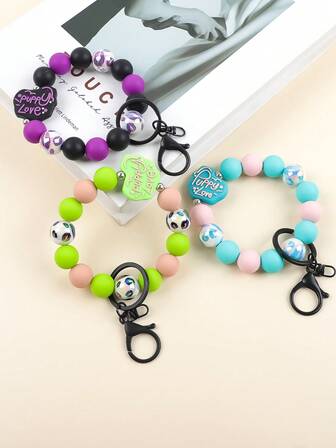 1pc Puppy Love Silicone Beaded Keychain, Women Wrist Keyring, Bag Charm, Car Accessories, Gift For Boyfriend/Girlfriend, Valentine's Day Present