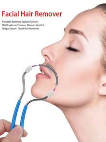 2件装无痛面部脱毛器，弹簧线圈脱毛器，适用于脸颊、眉毛和下巴，便携式DIY美容工具 - 彩色 - 查看 3