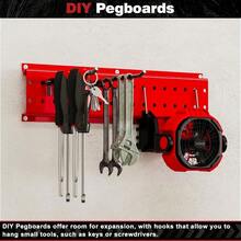 Organizador de herramientas de garaje soporte de pared de 48 pulgadas con 9 ganchos organizador de pared para garaje soporte de herramientas para cobertizo de pala rojo - Rojo - Ver 4