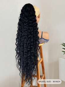 36 Inch Long Black Ponytail Wig, Lightweight Fluffy Natural Curly Drawstring Ponytail, Multi-Layer Soft Clip-In Hair Extensions, Synthetic Wig For Women - Black - View 3