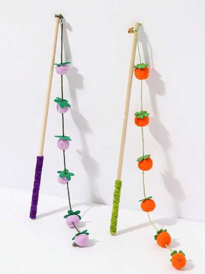 Klösträ för katter, fjäderleksaker med klockor, träpinne med tomatsnöre, interaktiva leksaker för katter