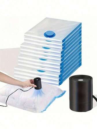 9/5/1 Set Portable Travel Storage Bags, Large Capacity Compression Bags, Reusable Vacuum Bags, Foldable Storage Boxes, Printed Luggage Bags, Dust/Moisture/Moth Proof, Space Saving, Suitable For Clothes, Blankets, Shirts, Bedding, Bedroom, Closet, Bathroom, Outdoor Gear, Home Organization, Back To School, Travel Essentials