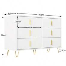 Elegant Sideboard With A Modern Design, Chest Of Drawers And Plenty Of Storage Space, Gold Handles - White - View 5