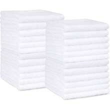 Basics Fast Drying Cotton Washcloths for Bathroom Machine Washable Soft and Highly Absorbent 12 x 12 in White 24-Pack - Blanco - Ver 1