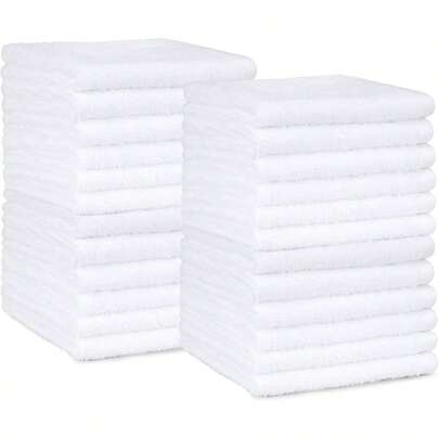 Basics Fast Drying Cotton Washcloths for Bathroom Machine Washable Soft and Highly Absorbent 12 x 12 in White 24-Pack