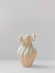 1pc Large French Vintage Style Ceramic Vase, White Decorative Flower Vase, Suitable For Living Room/Dining Table Home Decor