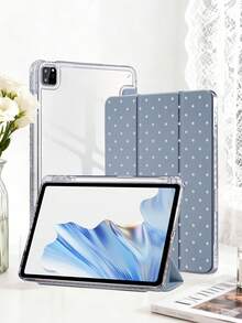 1个透明亚克力浅灰紫色波点图案平面保护壳，兼容iPad Mini 6/Mini 7/Air/Air 2/9.7/9代/10.2/10.5/Air 4/Air 5/10.9/Pro 11英寸/10代/11代(A16)/Air 11英寸(M2)-2024/Pro 11(M4) 2024，高透明度亚克力外壳，简约经典设计，产品不含触控笔，部分型号带有镜头框和三折支架，内置触控笔插槽 - 燻衣紫 - 查看 2