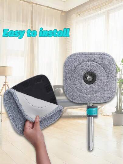 Replacement Mop Pads For Soil Separation Mops, Suitable For Household, Housekeeping Cleaning And Personal Care, Thickened Fiber Rotary Flat Adhesive Mop Head Accessories, Square Microfiber Mop Pad, Replaceable, Suitable For Rotary Mops And Square Rotary Mops With Bucket, Kitchen Accessories, Cleaning Supplies