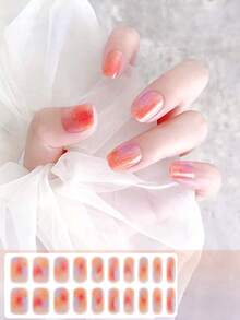 1 Box Of 20pcs Natural, Long-Lasting, Classic Salon Quality DIY Artistic Red & Pink Heart Shaped UV Gel Nail Stickers, Easy To Apply & Remove For Fingernails - Multicolor - View 6