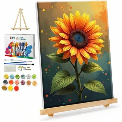 Framed Paint By Numbers Kit Adults - Flowers Adult Paint By Number Kits On Canvas With Easel, Flower Paint By Number Framed Canvas Home Wall Decor 8x12 Inch