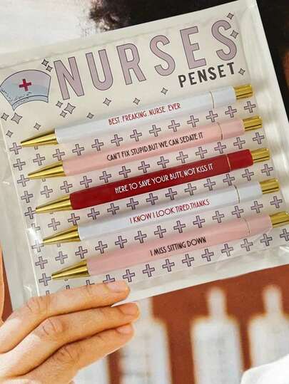 Nurse Themed Ballpoint Pen Set, Nurse Themed Ballpoint Pen Gift Set, Learning Tool, Durable And Convenient, Can Be Pressed, 5 Different Types Of Styles, Suitable For Nurse Friends Returning To School, Learning Record Tool