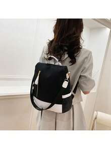 Women's Fashion PU Portable Backpack Bag, Anti-Theft And Waterproof - Black - View 8