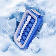 1pc Reusable 16-Cavity Ice Cube Tray, ABS Ice Block Mold, No-Touch Ice Making And Releasing, Kitchen & Bar Accessories (Blue/Green) - Multicolor - View 6