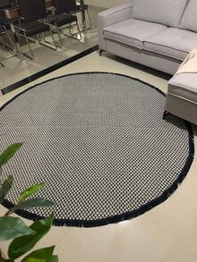 Round Rug, 100% Cotton, Very Soft! Machine Washable. - 黑摩洛哥 - 查看 7