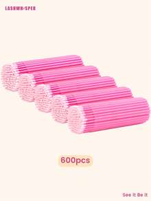 1pc/50pcs/100pcs/200pcs/400pcs/600pcs/800pcs/1000pcs Disposable Micro Applicator Brushes, Suitable For Eyelash Extensions, Pink - Pink - View 12
