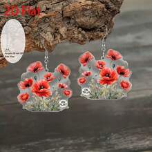 2D flat, 2D flat red oil painting poppy pendant earrings, fashion jewelry, party gifts, festival gifts for family and friends, 2D flat, fashion accessory dressing, friendship gifts, oil painting style jewelry, poppy earrings, minimalist flat pendant, floral pattern design, fine floral craftsmanship, lightweight earrings, friend gift creativity, jewelry enthusiast - Multicolor - Ver 5